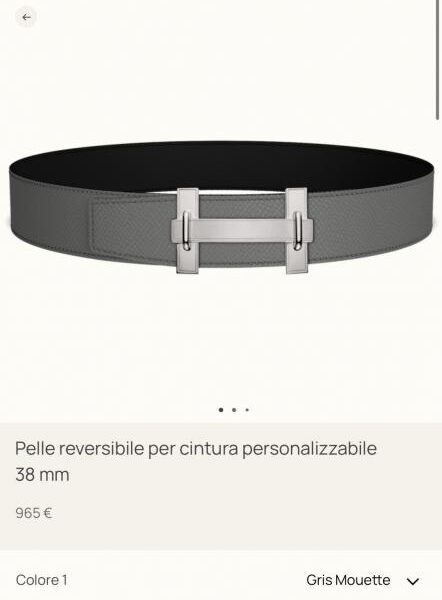 replica,repliche,fake,1:1,earrings,bracelet,ring,jewelry Hermes JUMPING Premium Hardware con pelle Epsom importata in nero e grigio cumulonembo, larghezza 38 mm, accessori per cintura da uomo (YRA4B)