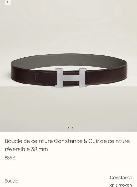 replica,repliche,fake,1:1,earrings,bracelet,ring,jewelry Cintura da uomo Constance Boutique Hardware con pelle Togo importata (Cumulonimbus Gray) da 38 mm di larghezza (T0R2R)