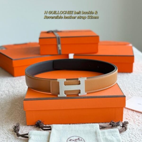 replica,repliche,fake,1:1,earrings,bracelet,ring,jewelry Cintura da uomo Hermes GUILLOCHEE in pelle Epsom importata da 32 mm (D5EXQ)