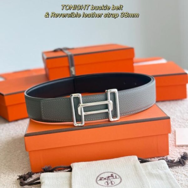 replica,repliche,fake,1:1,earrings,bracelet,ring,jewelry Cintura da uomo TONIGHT Premium Hardware con pelle Togo importata (Cumulonimbus Gray), larghezza 38 mm (DWLHY)