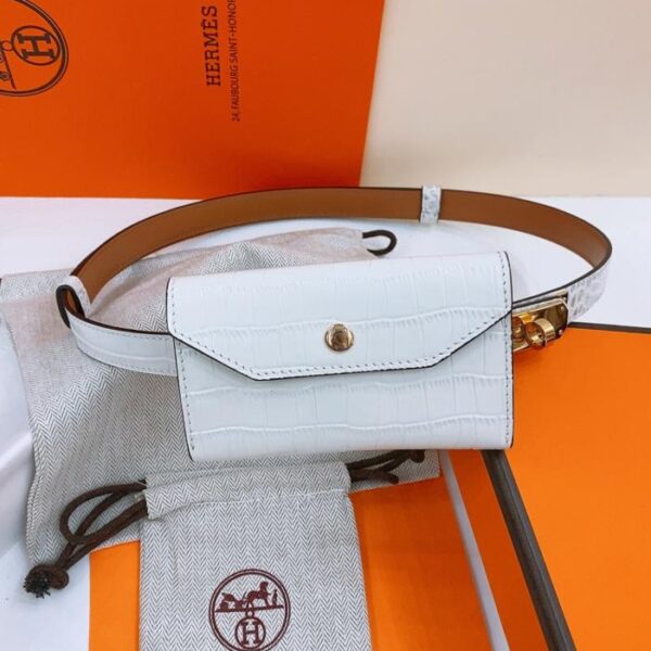 replica,repliche,fake,1:1,earrings,bracelet,ring,jewelry Cintura Hermes Little Kelly lucida con motivo coccodrillo 1,7 cm (1M8I2)