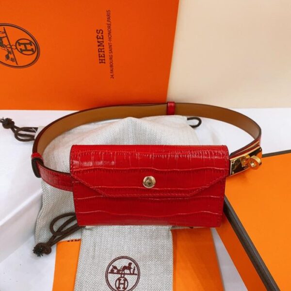 replica,repliche,fake,1:1,earrings,bracelet,ring,jewelry Cintura Hermes Little Kelly lucida con motivo coccodrillo 1,7 cm (G3S30)