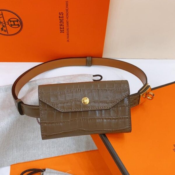 replica,repliche,fake,1:1,earrings,bracelet,ring,jewelry Cintura Hermes Little Kelly lucida con motivo coccodrillo 1,7 cm (OOMJ4)