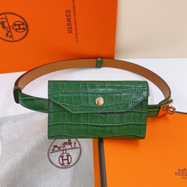 replica,repliche,fake,1:1,earrings,bracelet,ring,jewelry Cintura Hermes Little Kelly lucida con motivo coccodrillo 1,7 cm (SDVQY)