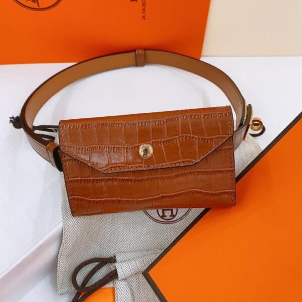replica,repliche,fake,1:1,earrings,bracelet,ring,jewelry Cintura Hermes Little Kelly lucida con motivo coccodrillo 1,7 cm (YKQPO)