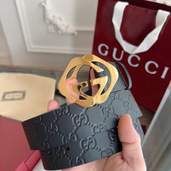 replica,repliche,fake,1:1,earrings,bracelet,ring,jewelry Etichetta orizzontale con nuovo logo in rilievo in pelle classica GUCCI, larghezza 40 mm (GKIN8)