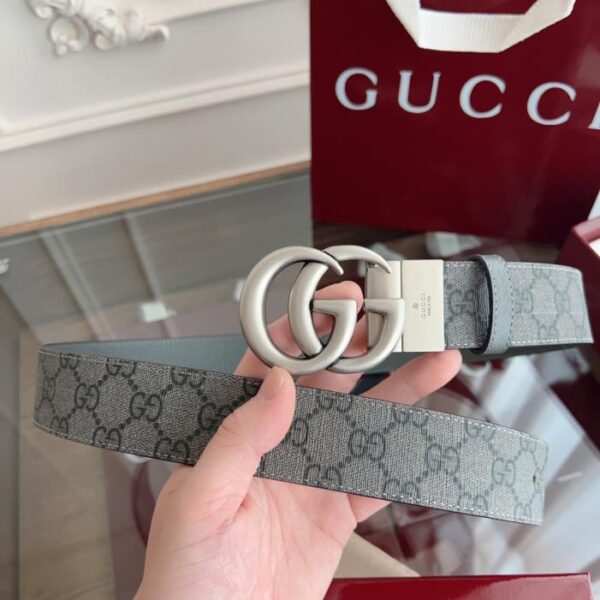 replica,repliche,fake,1:1,earrings,bracelet,ring,jewelry Gucci 627055 UULBN Supreme PVC Monogram Pigskin Texture Grigio Scuro Base Grigio Cemento Larghezza 3,7 cm (IU17V)