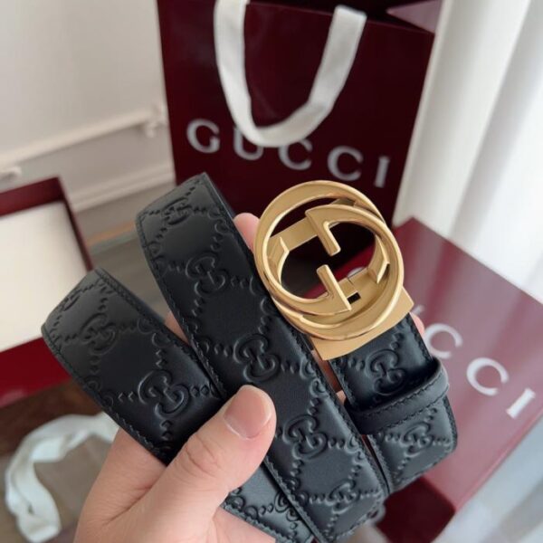 replica,repliche,fake,1:1,earrings,bracelet,ring,jewelry Cintura Gucci con fibbia automatica liscia, larghezza 35 mm (DT2P1)