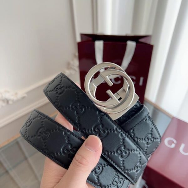 replica,repliche,fake,1:1,earrings,bracelet,ring,jewelry Cintura Gucci con fibbia automatica liscia, larghezza 35 mm (ZXZUQ)