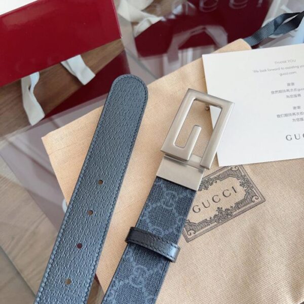 replica,repliche,fake,1:1,earrings,bracelet,ring,jewelry Monogramma GUCCI Supreme in PVC con texture in pelle di maiale nera, larghezza 3,5 cm (JGJEV)
