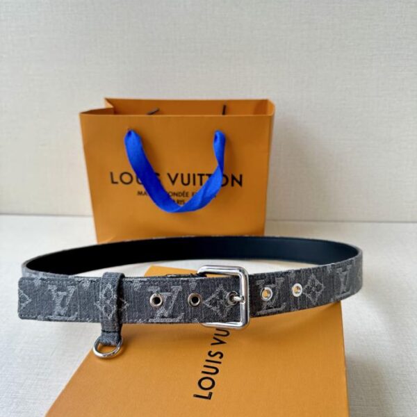 replica,repliche,fake,1:1,earrings,bracelet,ring,jewelry Cintura LV D-ring in denim monogrammato da 3,0 mm di larghezza (QP078)