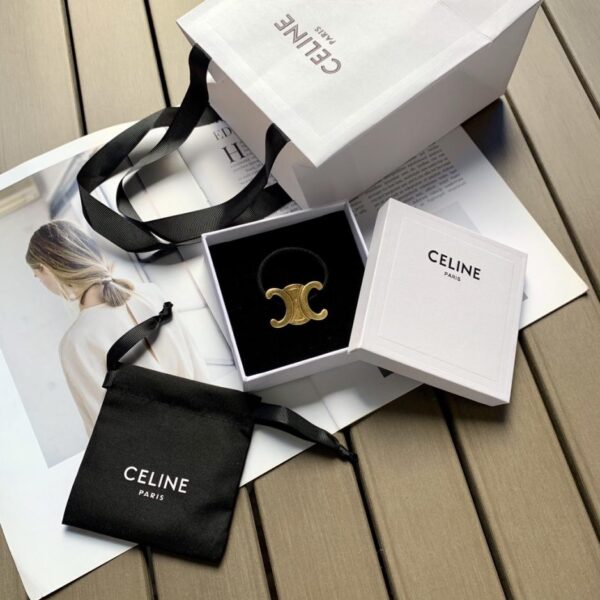 replica,repliche,fake,1:1,earrings,bracelet,ring,jewelry Celine New Arc de Triomphe, elastico per capelli placcato in ottone e oro 18 carati (KG9KC)
