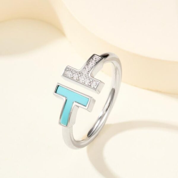 replica,repliche,fake,1:1,earrings,bracelet,ring,jewelry Tiffany con diamanti incastonati a mano T, metà diamante e metà turchese (VUSJH)