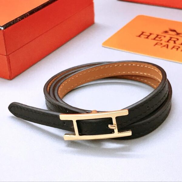 replica,repliche,fake,1:1,earrings,bracelet,ring,jewelry HERMES Bracciale in pelle a tre cerchi della serie Hermès, bracciale in vera pelle di vitello (1SGZD)