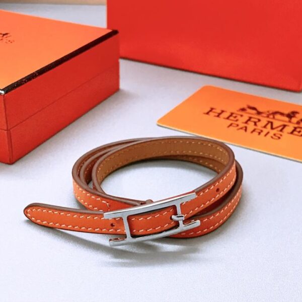 replica,repliche,fake,1:1,earrings,bracelet,ring,jewelry HERMES Bracciale in pelle a tre cerchi serie Hermès in vera pelle di vitello (87270)