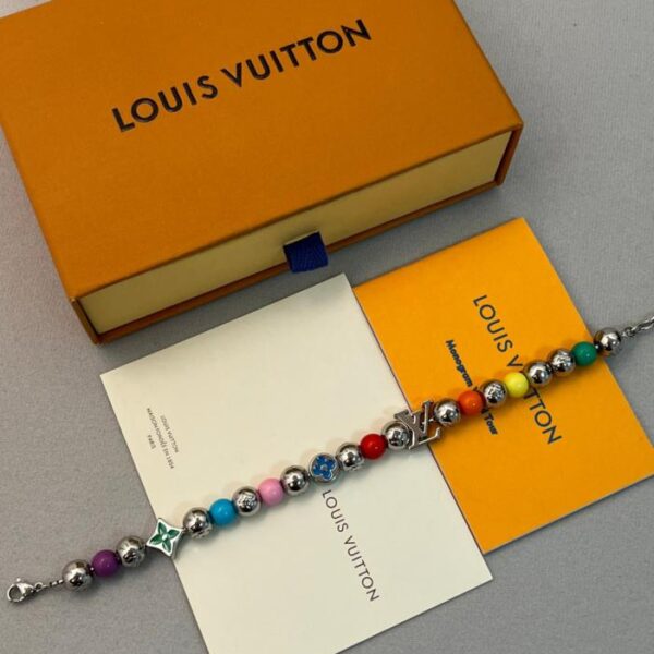 replica,repliche,fake,1:1,earrings,bracelet,ring,jewelry Collana con catena di perline e chiusura a moschettone con ciondolo smaltato a forma di caramella da uomo Louis Vuitton (6ZCT4)