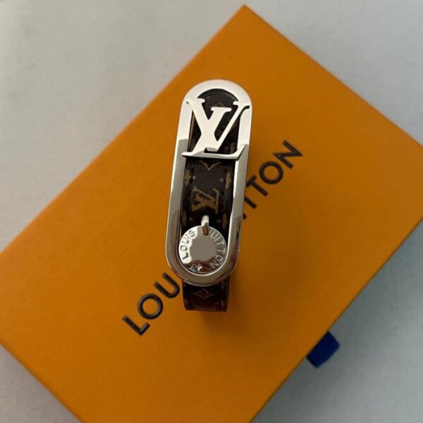 Bracciale in pelle con logo Louis Vuitton M8572E da uomo (KN77M)