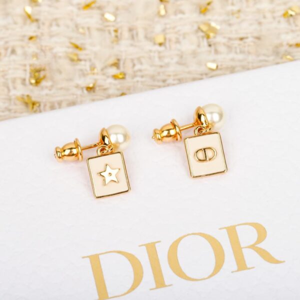 replica,repliche,fake,1:1,earrings,bracelet,ring,jewelry Orecchini Dior Square CD con perle a stella a cinque punte (Q5Z4C)
