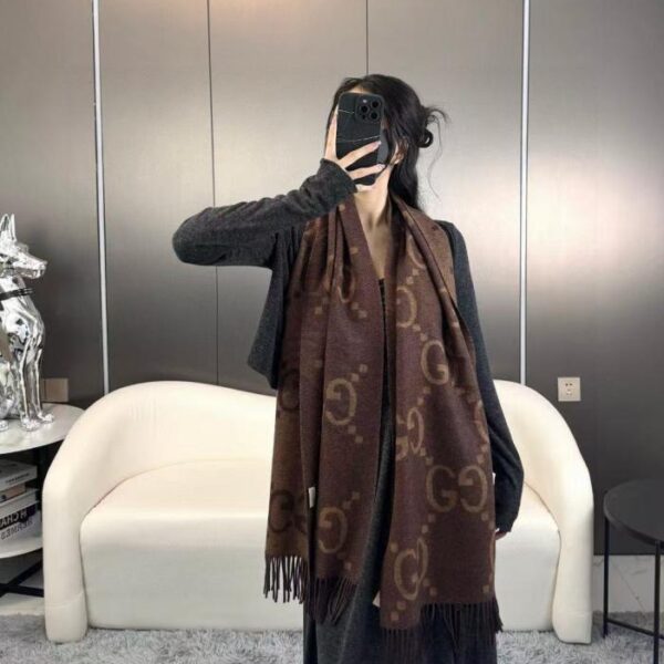 replica,repliche,fake,1:1,earrings,bracelet,ring,jewelry Sciarpa Big G Tassel, stile classico, double face, con nappa jacquard Big G (KFSP5)
