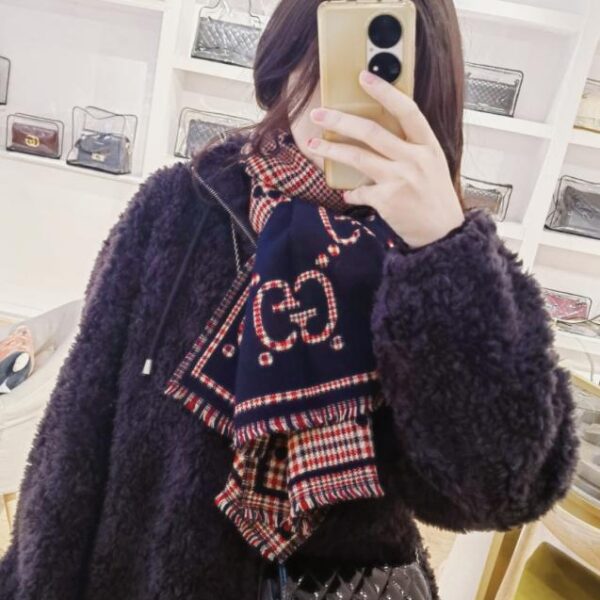 replica,repliche,fake,1:1,earrings,bracelet,ring,jewelry Sciarpa in lana e seta con lettere in stile GUCCI (HMTRI)