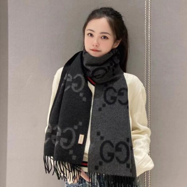 replica,repliche,fake,1:1,earrings,bracelet,ring,jewelry Sciarpa Big G Tassel, stile classico, double face, con nappa jacquard Big G (C77YR)