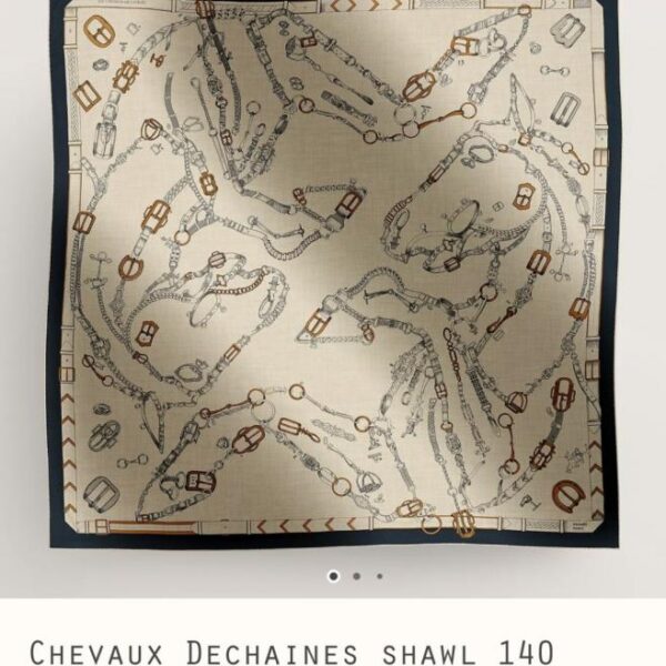 RHMS2566 Hermès "Leaping Horse" (4C9WS) double face dello stesso colore 70% cashmere 30% seta