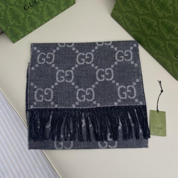 replica,repliche,fake,1:1,earrings,bracelet,ring,jewelry Sciarpa unisex piccola bicolore jacquard con motivo GG, qualità del bancone grigio medio + grigio scuro (VGIUZ)