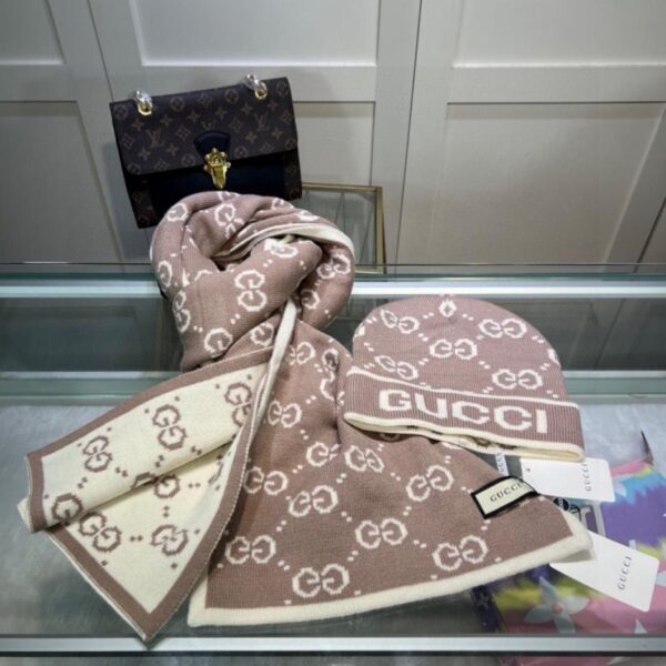 GUCCI set classico cappello + sciarpa cashmere lana di coniglio qualità (TX7BD)