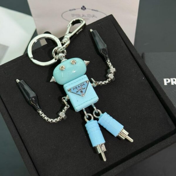 replica,repliche,fake,1:1,earrings,bracelet,ring,jewelry Portachiavi con ciondolo e gancio per borsa Prada Robot (PDV5R)