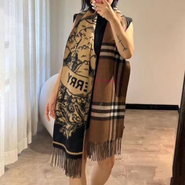 replica,repliche,fake,1:1,earrings,bracelet,ring,jewelry (Marrone) Scialle reversibile Burberry Equestrian Rider: lo scialle e la sciarpa equestri jacquard più belli nel classico colore caramello (ENDWZ)