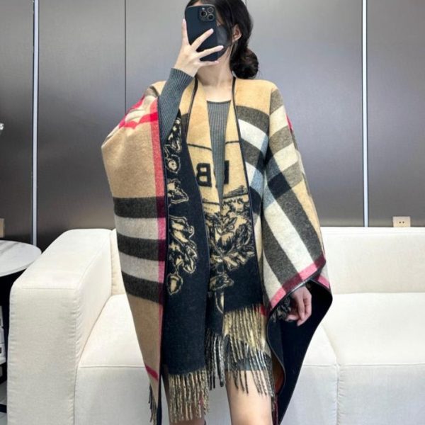 replica,repliche,fake,1:1,earrings,bracelet,ring,jewelry Mantella Burberry Equestrian Cashmere Jacquard, reversibile (lati A+B) (HOKRV)