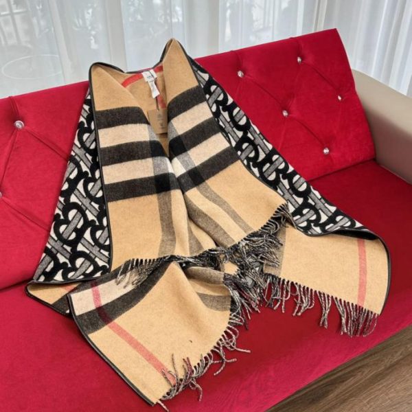 replica,repliche,fake,1:1,earrings,bracelet,ring,jewelry Mantella in misto lana jacquard con logo Burberry nero (L00BF)
