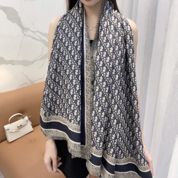 replica,repliche,fake,1:1,earrings,bracelet,ring,jewelry Scialle jacquard Dior Cannage blu (KYJOG)