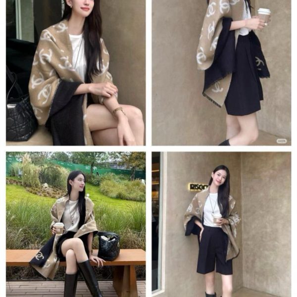 replica,repliche,fake,1:1,earrings,bracelet,ring,jewelry Nuova sciarpa/scialle in cashmere double-face di Chanel (I5W8E)