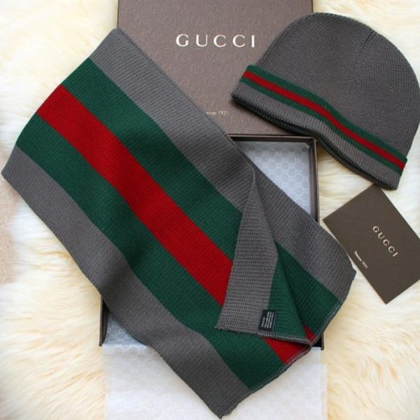 replica,repliche,fake,1:1,earrings,bracelet,ring,jewelry RGC1606 Set sciarpa e cappello in lana a righe rosse e verdi Gucci Classic (Z95RT) in 3 colori