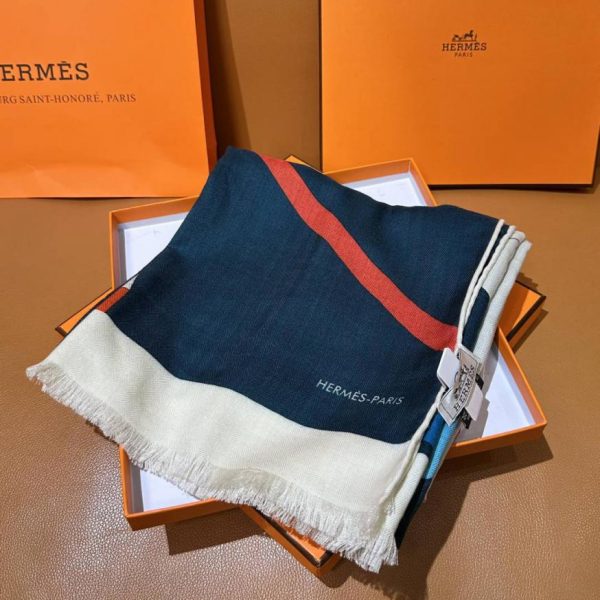 replica,repliche,fake,1:1,earrings,bracelet,ring,jewelry Sciarpa rettangolare in seta e cashmere con motivo reversibile Hermes Top Depart (1ZLHQ)