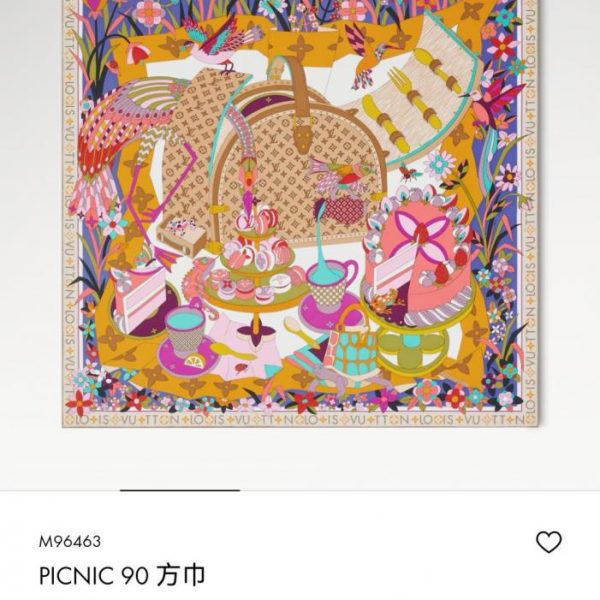 LV 5418 Momme Double-face 90x90cm Twill Silk LV "Picnic" (02LSF)