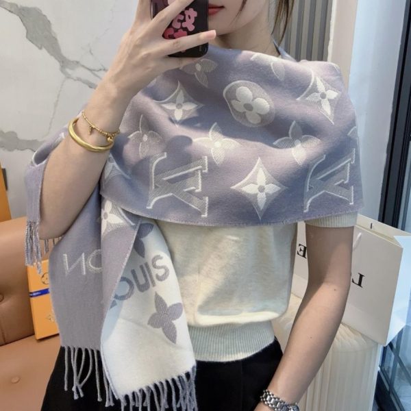 replica,repliche,fake,1:1,earrings,bracelet,ring,jewelry Sciarpa LV Essential Shine con fibre metalliche intrecciate nel motivo Monogram (XM039)