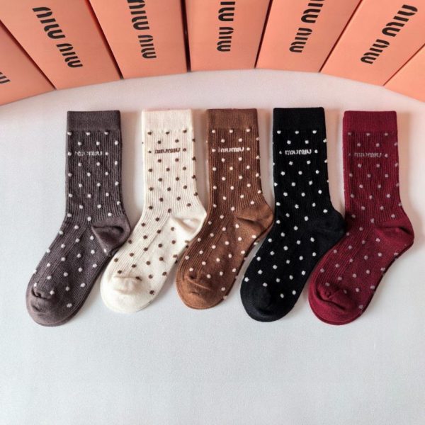 Calzini MiuMiu New Cashmere di media lunghezza, 5 paia per scatola (Y5RAR)
