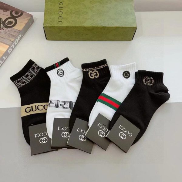 replica,repliche,fake,1:1,earrings,bracelet,ring,jewelry (5 paia per scatola) Calzini unisex a metà polpaccio GUCCI, in puro cotone (YAR90)