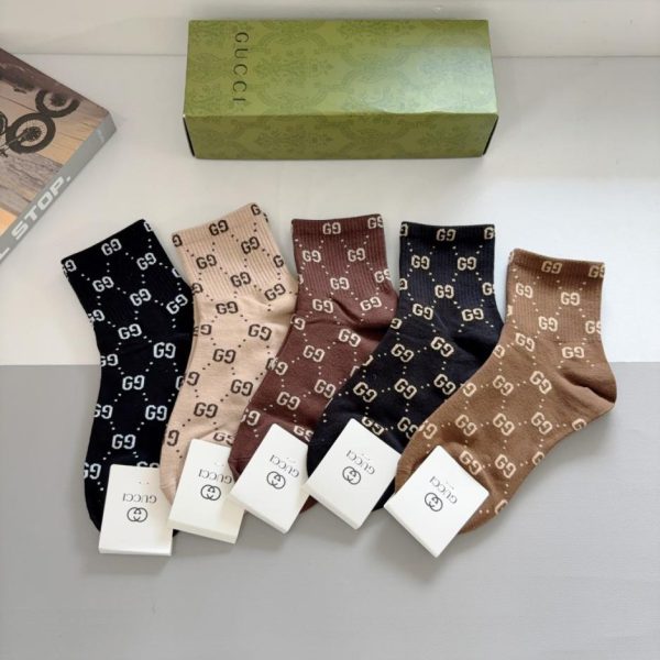 replica,repliche,fake,1:1,earrings,bracelet,ring,jewelry (5 paia per scatola) Calzini GUCCI New Mid-Calf, tessuto di puro cotone (C9NDQ)