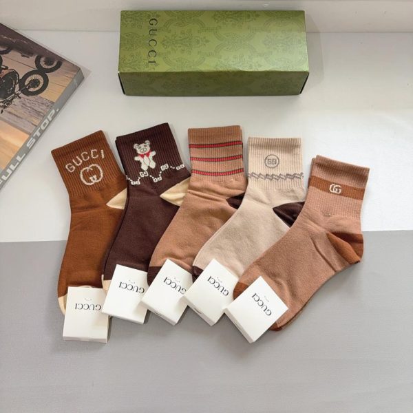 replica,repliche,fake,1:1,earrings,bracelet,ring,jewelry (5 paia per scatola) Calzini GUCCI New Mid-Calf, tessuto di puro cotone (R7G9X)