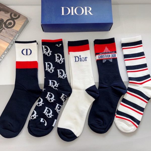 replica,repliche,fake,1:1,earrings,bracelet,ring,jewelry (5 paia per scatola) I nuovi calzini al polpaccio di Dior! Tessuto in puro cotone (GFXC8)