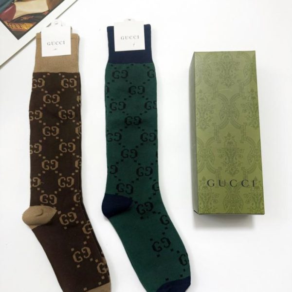 replica,repliche,fake,1:1,earrings,bracelet,ring,jewelry [Due paia per scatola] Calzini al ginocchio con logo Gucci a doppia G, calzini al polpaccio, stesso stile delle boutique (ZZIEF)