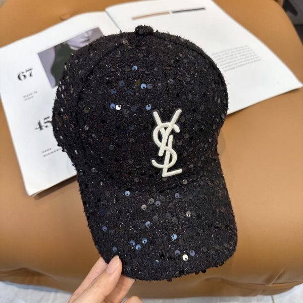 Saint Laurent Autunno/Inverno Nuovo Cappellino da baseball con paillettes (LGE8T)