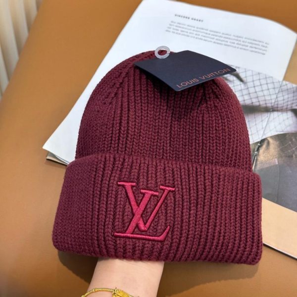replica,repliche,fake,1:1,earrings,bracelet,ring,jewelry Berretto in maglia con logo ricamato Louis Vuitton, unisex (AEOLN)