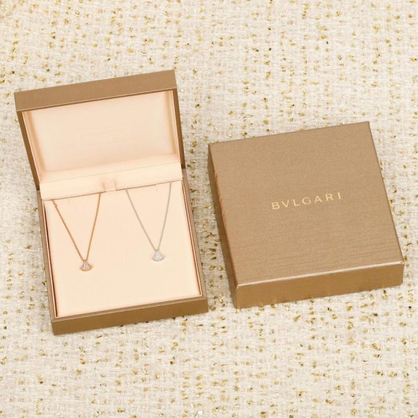 replica,repliche,fake,1:1,earrings,bracelet,ring,jewelry Contatore / Collana mini abito, disponibile in versione personalizzata in oro vero 18 carati e diamanti. [Collana mini ventaglio Bvlgari Diva con diamanti] (LSTVU)