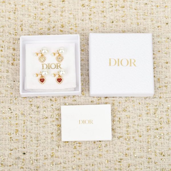 Contatore / 【Mini orecchini Dior a forma di cuore con perline】(O7LKB)