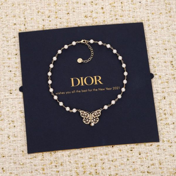 Contatore / 0【Collana di perle a farfalla traforata Dior】(R3I3I)