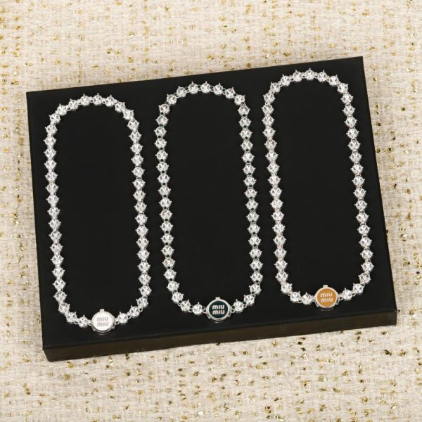 replica,repliche,fake,1:1,earrings,bracelet,ring,jewelry Contatore / 【Collana con lettera in smalto MIUMIU e diamanti】(F2SXQ)